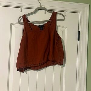 Burnt Sienna Crop Linen Tank Top